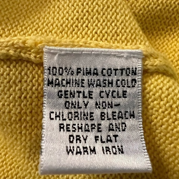 TALBOTS PETITES WOMENS LEMON YELLOW PIMA COTTON SWEATER SCOOP NECK SZ XL - Picture 7 of 8